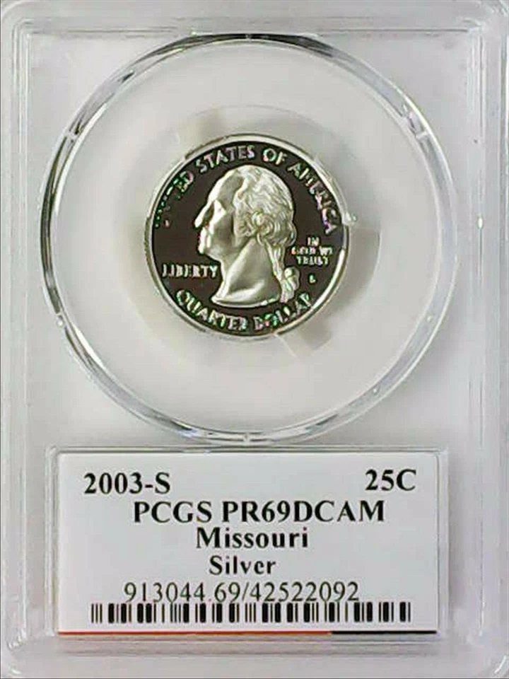 2003-S 25C State Quarter Missouri PCGS PR69 DCAM 90% Silver 22llau0507 - Image 2 of 4