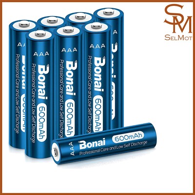 BONAI 8x AAA 600mAh Akkus für Solarleuchten - Stabile Spannung & Auslaufschutz