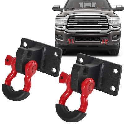 Front Tow Hook Mount Bracket & D-Ring Shackles For 2010-2020 Dodge Ram 2500/3500