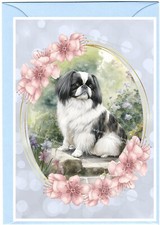 Japanese Chin Dog Greetings Card. Front of card can be personalised