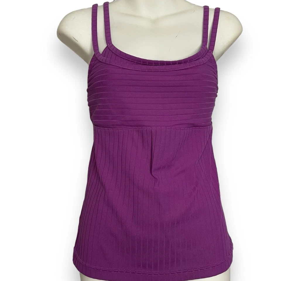 Mossimo Spaghetti Strap Top Women XL Purple Stretch Activewear Ribbed Knit Shirt - Image 2 of 4
