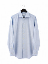 ETON Contemporary Men  s Dress Shirt Light Blue Check Size 42 / 16.5 Long Sleeve