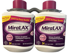 MiraLAX Laxative Powder 34 Daily Doses X2 - 20.4 Oz Each - Exp 5/2027