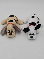 2 Vintage Tonka Pound Puppies Small Soft Plush Toy 8" 1980  s Brown, White/Black