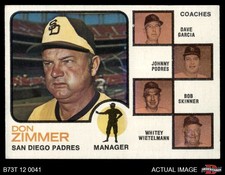 1973 Topps #12 Don Zimmer Padres Leaders EAR VARIATION MANAGER COACH 7 - NM