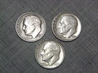 Roosevelt Dimes (Lot Of Three) 1954 D, 1956 P, 1960 D.