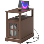 HOMCOM Side Table with Charging Station and USB Ports, Brown — photo 4