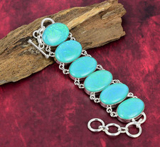 Blue Triplet Opal Gemstone 925 Sterling Silver Jewelry Bracelet Party Wear Gifts