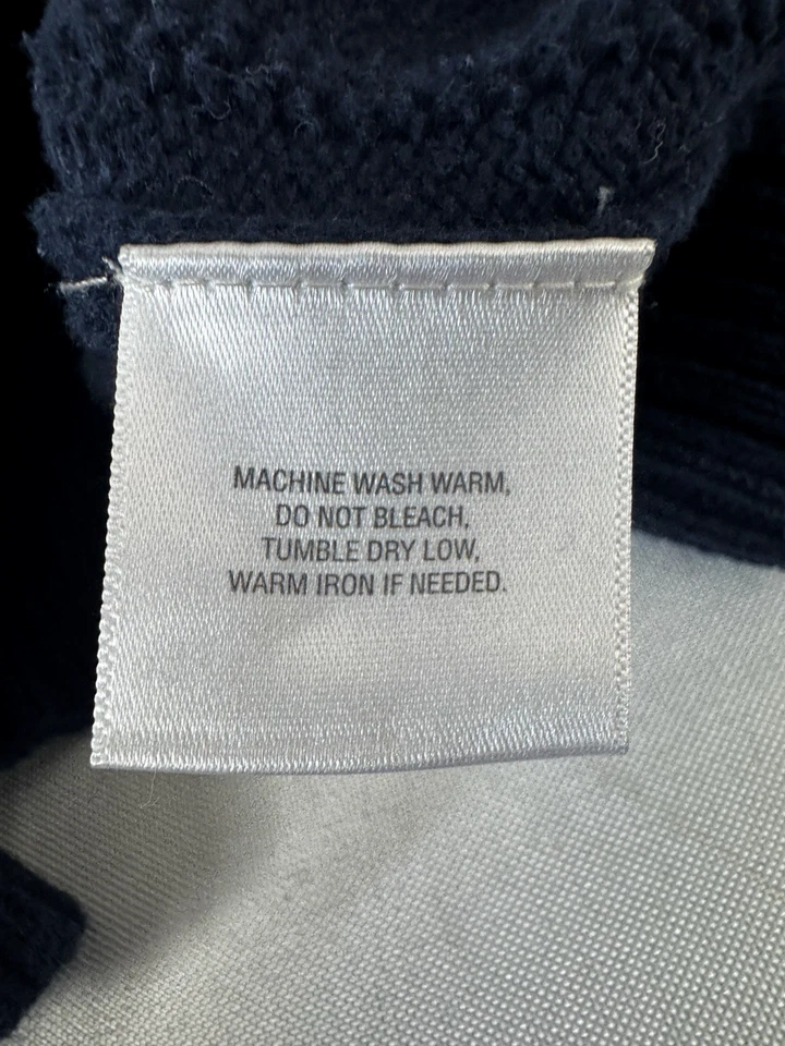 Vintage Mens XL Navy Blue Window Pane Knit Sweater Grandpa Preppy Fisherman Prep - Image 4 of 4