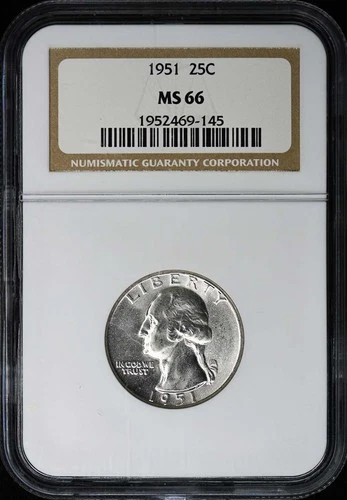 1951 Washington Quarter 25C NGC MS66