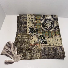 Johnny Was 100% Silk Floral Bohemian Oversized Scarf with Tassels Multicolor