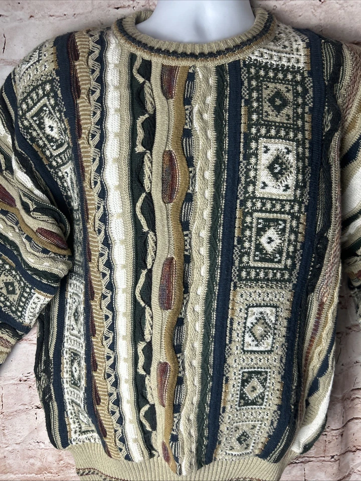 Suéter Vintage Murano Para Hombre Pequeño Tejido 3D Texturizado Pullover Cuello Redondo Años 90’s Y2K Foto 2 de 4