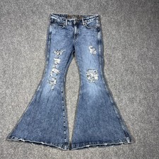 Wrangler Womens 30x32 Retro High Rise Flare Bell Bottom Jeans Distressed