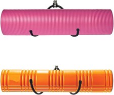 Wall Mount Yoga Mat Foam Roller and Towel Rack Hooks , Exercise Mat Storage
