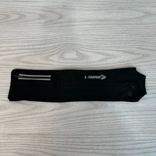 E Tronic Edge Running Belt Adjustable Belt Band Zip Pockets Black Earphone Hole