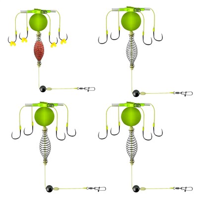 4Pcs Spring Bait Cage Four Hooks Anti-bottom Fishing Hook Rigs For Carp Fishing