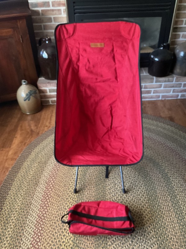 Two TREK-OLOGY high back folding chairs for camping or motorcycle travel
