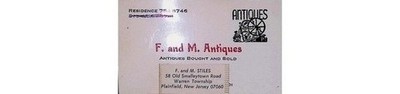 F & M s Business Card Stiles NJ Plainfield Warren 1970s Ephemera Dealers