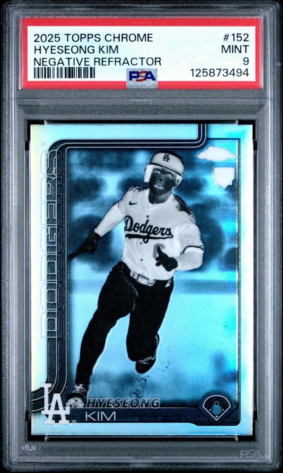 2025 Topps Chrome #152 Hyeseong Kim RC Negative Refractor Rookie PSA 9