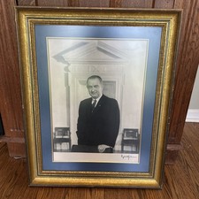 Photographie portrait Président LYNDON B. JOHNSON encadrée verre non réfléchissant