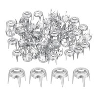 60Pcs Strassnieten, 7Mm Runde Nieten Kristallklauenperlen Nagelkopf, Gold/Weiß