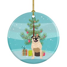 Pug Fawn Christmas Ceramic Ornament WDK3138CO1