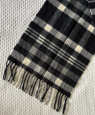 Black Gray Plaid 100 Cashmere Scarf One Size Unisex Made in Scotland