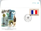 S09-0945, *FLAGS OF UNITED NATIONS, FRANCE, FLEETWOOD FDC