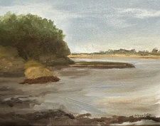 MURIELLO 6X8 Canvas Board Original Oil Low Tide Plein Air Impressionism Home Art