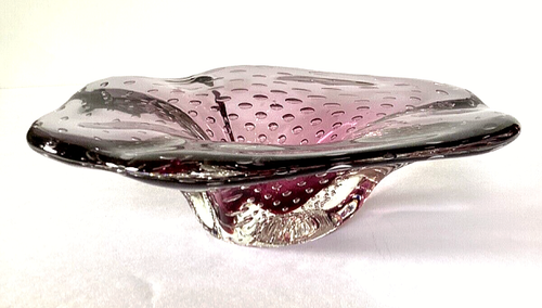 *Vintage Murano Glass Bowl Bullicante Amethyst Purple to Blue Ombre 8" - Zdjęcie 3 z 20