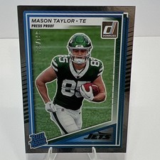 2025 Panini Donruss Mason Taylor Rated Rookie Press Proof #328/199 Jets Football