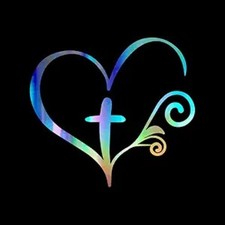 Swirl Heart Cross Decal Vinyl Sticker Auto Car Truck Wall Laptop Holographic