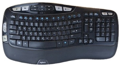 Logitech K350 Wave Keyboard Ergonomic Black Wireless No USB Dongle READ