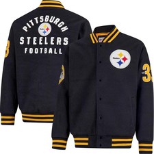 Pittsburgh Steelers Ultra Game Mens NFL Official Classic Varsity Coaches Jacket