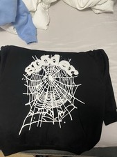 sp5der Black Graphic Print Pullover Hooded Ho...