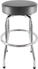 29" H Swivel Bar Stool, Black Leatherette Padded Seat, Chrome Frame, Holds up to