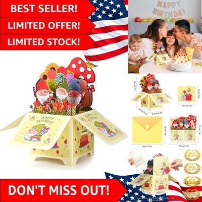 Eco-Friendly 3D Gnome Birthday Card   Cute Keepsake with Note Tag & Envelope