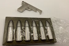 Whiskey/ Wine Rifle Bullets Stainless Steel Chillers Set Of 6 & bottle opener