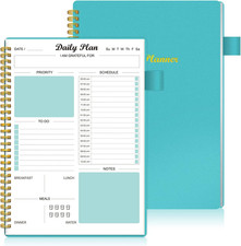 Daily Planner Undated, to Do List Notebook with Hourly Schedule Calendars Meal,