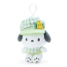 Sanrio Pochacco Gingham Casquette Mascot Plush Stuffed Animals Soft Doll Toy Bag