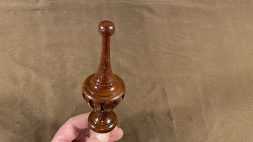 Antique Turned Wood Clock Finial w/ Original Patina Furniture Cabinet Mirror - Picture 7 of 11