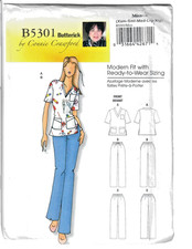 Butterick Modern Fit 5301 Easy Scrub Top & Pants Misses Xsm-Xlg Sewing Pattern