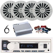 Pyle Single DIN USB Player Receiver, 4x 6.5" 180W Max Speakers, Amplifier w/Kit