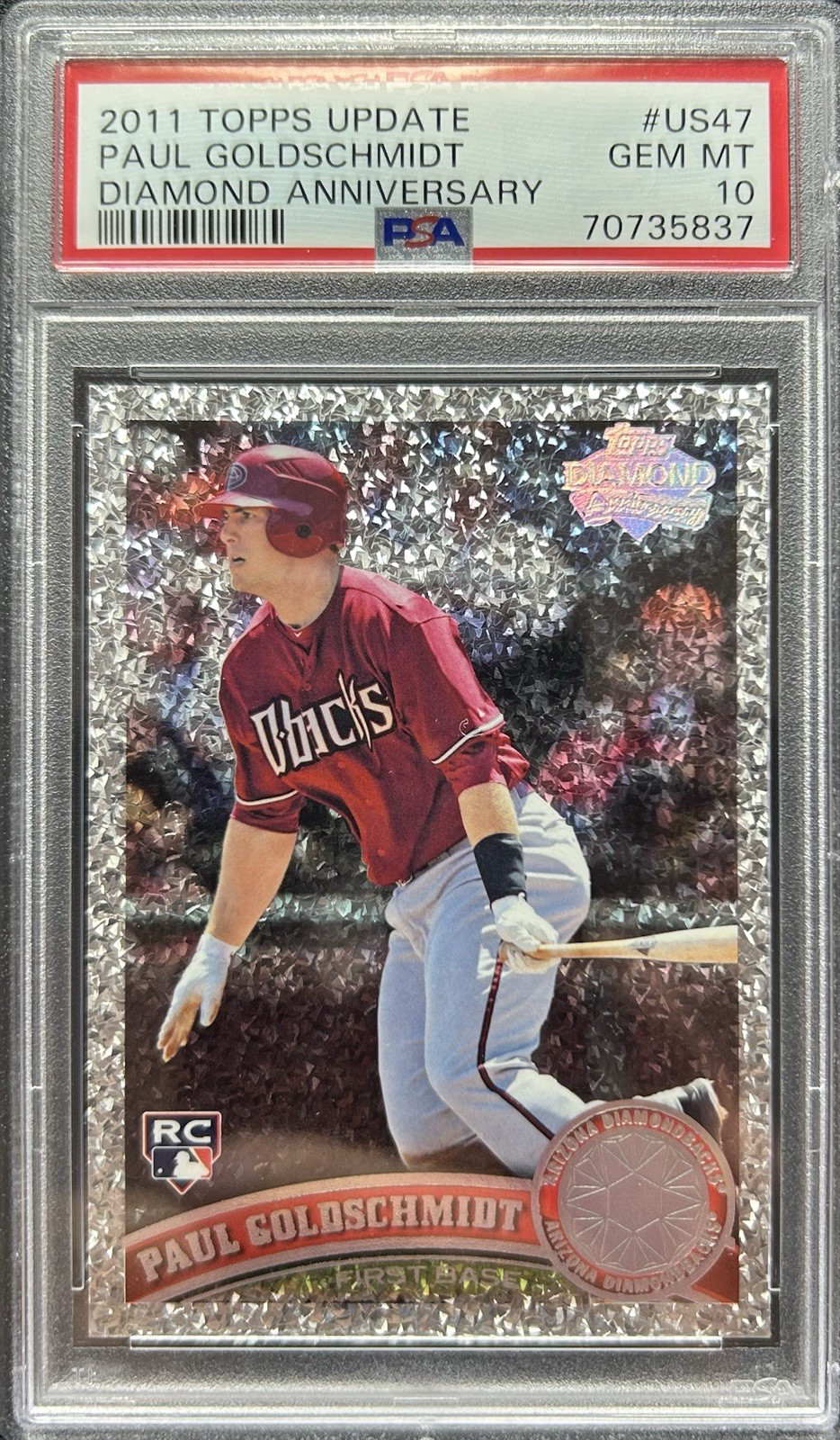🔥2011 Topps Update Paul Goldschmidt RC Diamond Anniversary Rookie US47 PSA 10🔥