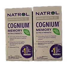 2x Natrol Brain Health Cognium Memory Extra Strength - (2 x 60) - Exp: 05/2027