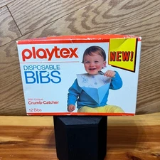 Vintage 1980’s Playtex Disposable Bibs W/ Crumb Catcher 12 Pack NIB NEW NOS Prop