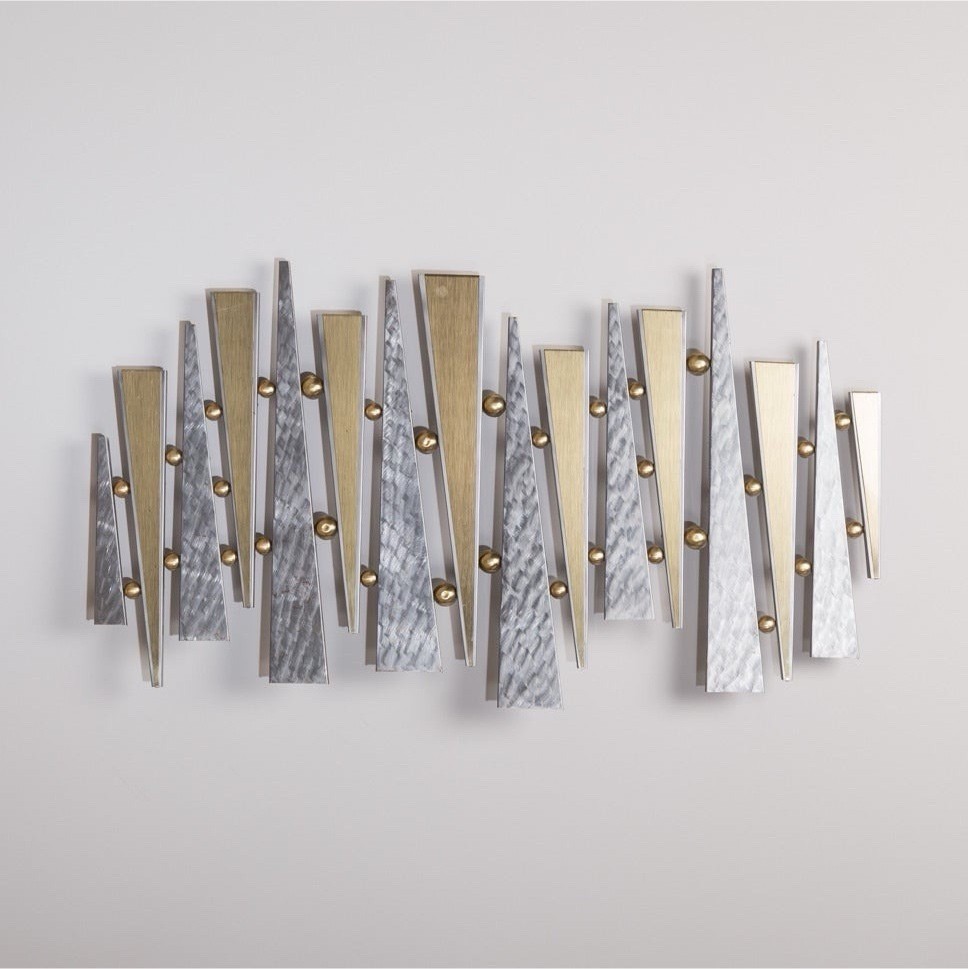Rare Brushed Chrome and Brass Wall Sculpture by Curtis Jere, 1977