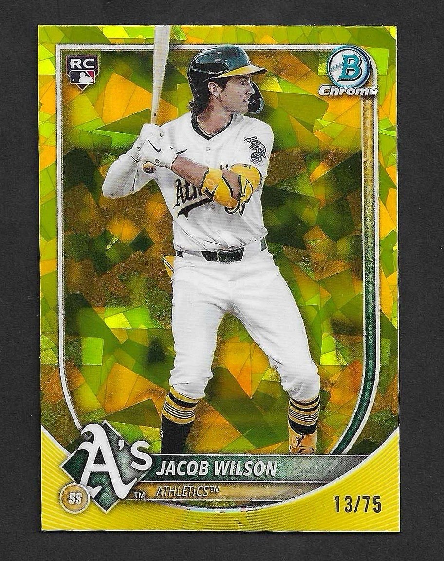 JACOB WILSON 2025 Bowman Chrome Sapphire #1 Yellow Refractor /75 RC Athletics