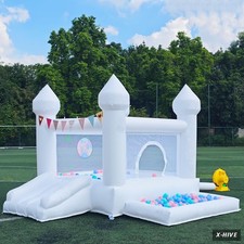 9FT 100 PVC White Bounce House Suitable for Kids 3-6 Inflatable Castle
