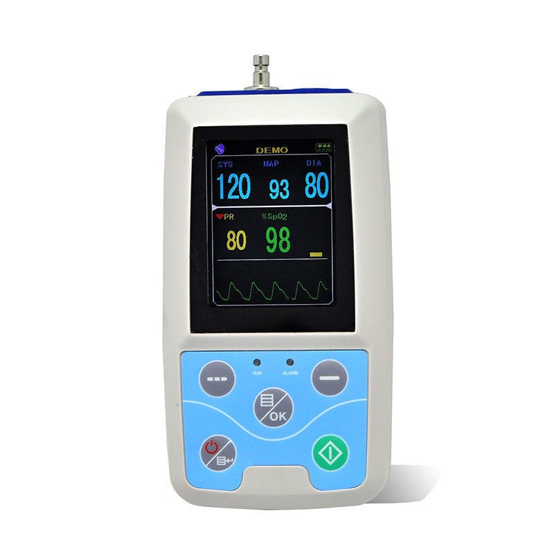 24 hour Ambulatory Blood Pressure Monitor with SpO2 Probe NIBP Holter ...